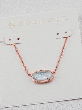 Kendra Scott Oval Light Blue Glass Shell Necklace